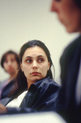 A photograph of a student in class