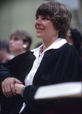 Photograph of an audience member at convocation
