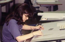 Photograph of a Design Foundations student at work