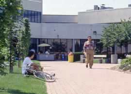 Photographs of students outdoors on a sunny day