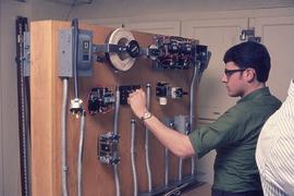 Student in an electrical Lab classroom : [photograph]