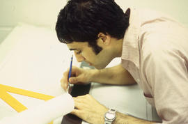 Photograph of a Design Foundations student at work