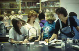 A photograph of Nursing students in the Anatomy lab