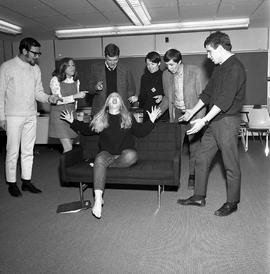 Photograph of Theatre workshop students doing an exercise