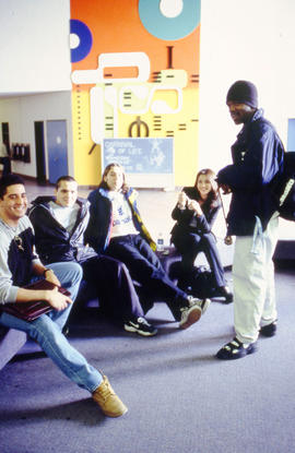 Photograph of students gathered in the concourse