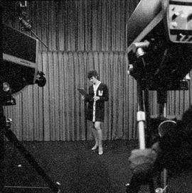 Photograph of Beverley Jemmett Being Filmed in the IMC Television Studio