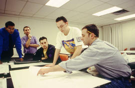 Photograph of students in the Graphic Arts program