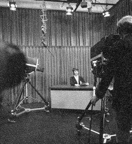 Photograph of Beverley Jemmett Being Filmed in the IMC Television Studio