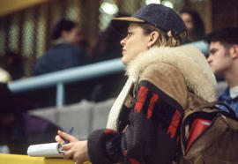 Photograph of a student at an event taking place in the Student Centre