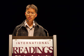 Photograph of Vincent Lam speaking