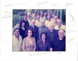 Photograph of faculty with autographs