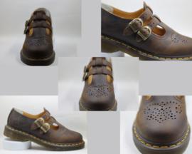 DR. MARTENS' 8065 CRAZY HORSE LEATHER MARY JANE SHOES in Dark Brown.