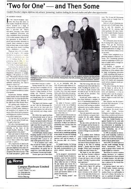 Large printed newspaper article on University of Guelph-Humber